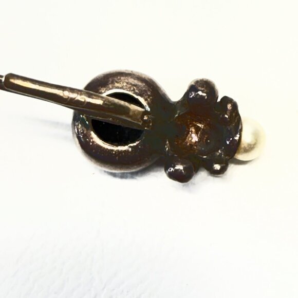 Sterling Silver Onyx Earrings Marked Dangle Black‎ Whimsigoth - Picture 8 of 8